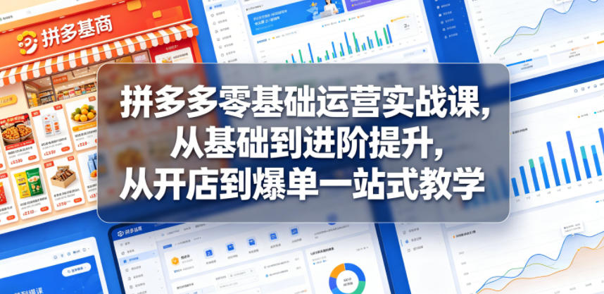 拼多多零基础运营实战课，从基础到进阶提升，从开店到爆单一站式教学-轻资本网