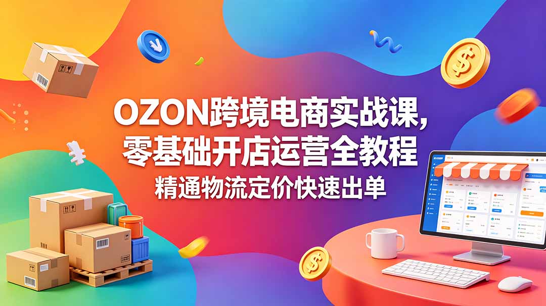 OZON 跨境电商实战课，零基础开店运营全教程，精通物流定价快速出单-轻资本网