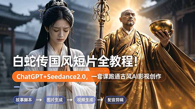 白蛇传-国风短片全教程！ChatGPT+Seedance2.0，一套课跑通古风AI影视创作-轻资本网