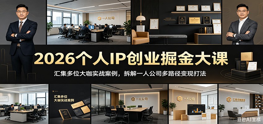 2026个人IP创业掘金大课：汇集多位大咖实战案例，拆解一人公司多路径变现打法-轻资本网