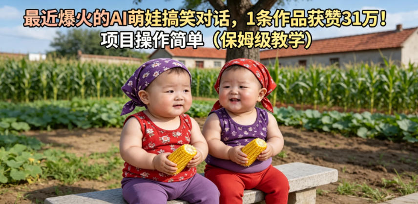 最近爆火的AI萌娃搞笑对话，1条作品获赞31W，项目操作简单(保姆级教学)-轻资本网