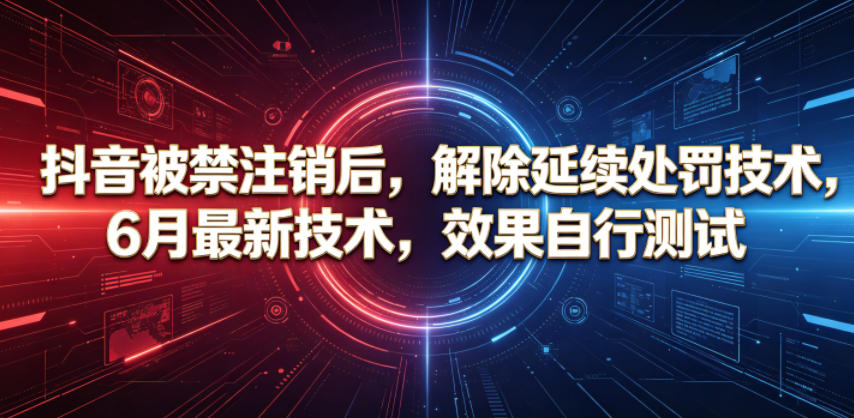 抖音被禁注销后，解除延续处罚技术，6月最新技术，效果自行测试-轻资本网