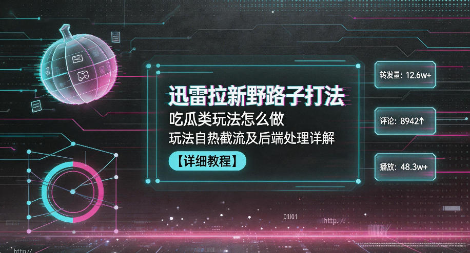 迅雷拉新野路子打法，吃瓜类玩法怎么做，玩法自热截流及后端处理详解-轻资本网