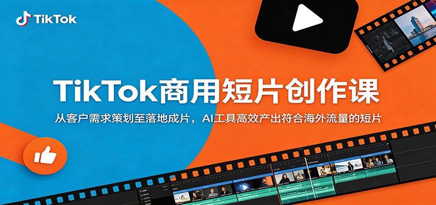 TikTok商用短片创作课：从客户需求策划至落地成片，AI工具高效产出符合海外流量的短片-轻资本网