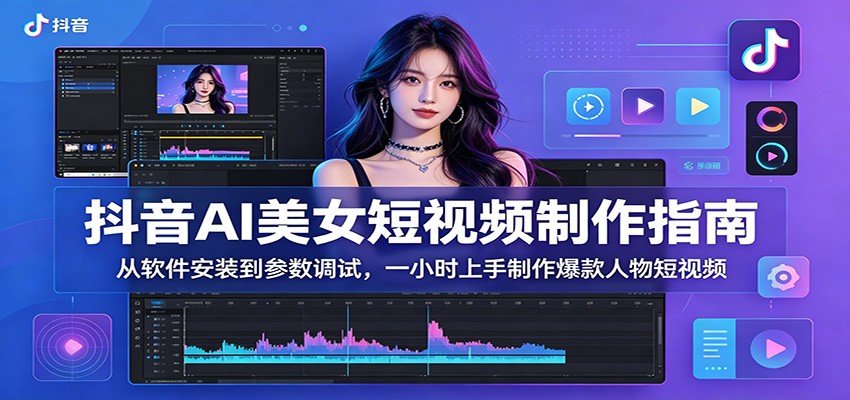 抖音AI美女短视频制作指南：从软件安装到参数调试，一小时上手制作爆款人物短视频-轻资本网
