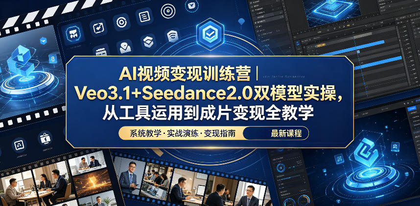 AI视频变现训练营｜Veo3.1+Seedance2.0双模型实操，从工具运用到成片变现全教学-轻资本网