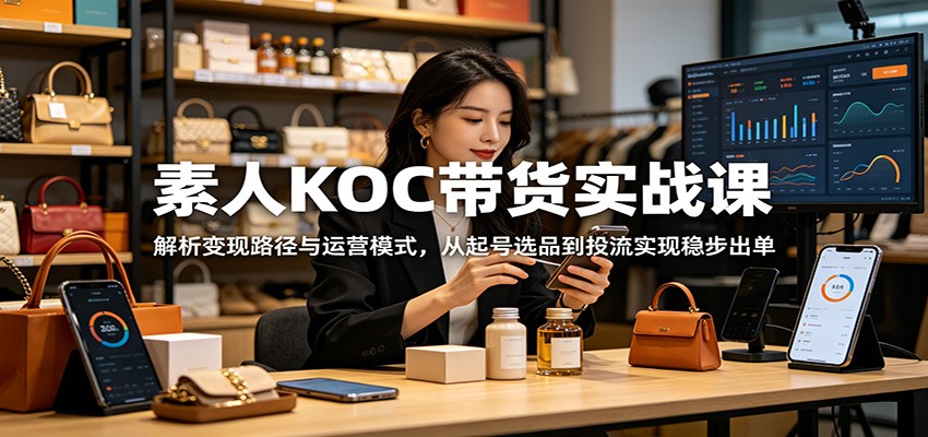 素人KOC带货实战课：解析变现路径与运营模式，从起号选品到投流实现稳步出单-轻资本网