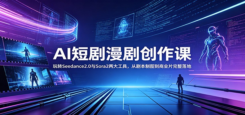 AI短剧漫剧创作课：玩转Seedance2.0与 Sora2两大工具，从剧本制图到商业片完整落地-轻资本网