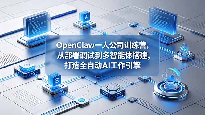 OpenClaw 一人公司训练营，从部署调试到多智能体搭建，打造全自动 AI 工作引擎-轻资本网