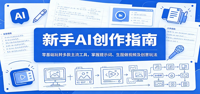 新手AI创作指南：零基础玩转多款主流工具，掌握提示词、生图做视频及创意玩法-轻资本网