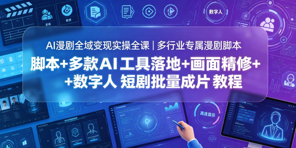 AI漫剧全域变现实操全课｜多行业专属漫剧脚本+多款AI工具落地+画面精修+数字人短剧批量成片全教程-轻资本网