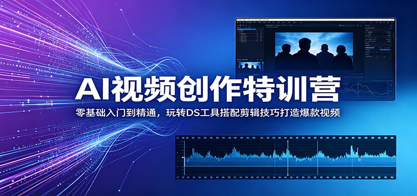 AI视频创作特训营：零基础入门到精通，玩转DS工具搭配剪辑技巧打造爆款视频-轻资本网