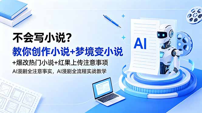 不会写小说？教你创作小说+梦境变小说+爆改热门小说+红果上传注意事项，AI漫剧全流程实战教学-轻资本网