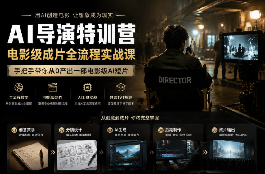 AI导演特训营，电影级成片全流程实战课，手把手带你从0产出一部电影级AI短片-轻资本网