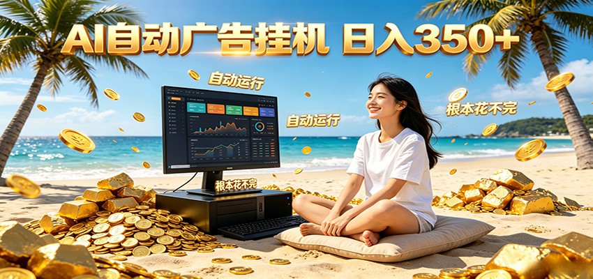 AI自动广告挂机 日入350+ 真正做到躺赚式变现，根本花不完！-轻资本网
