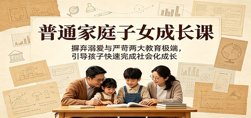 普通家庭子女成长课:摒弃溺爱与严苛两大教育极端,引导孩子快速完成社会化成长-轻资本网