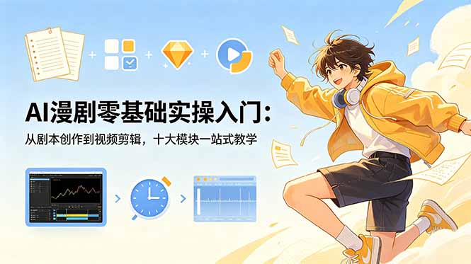 AI漫剧零基础实操入门：从剧本创作到视频剪辑，十大模块一站式教学-轻资本网