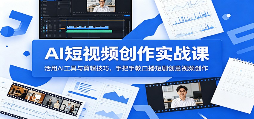 AI短视频创作实战课：活用AI工具与剪辑技巧，手把手教口播短剧创意视频创作-轻资本网