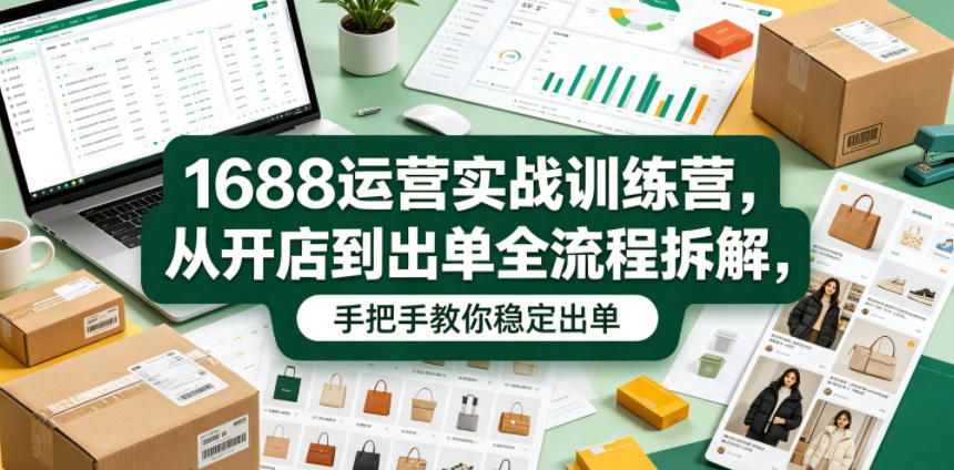 1688运营实战训练营，从开店到出单全流程拆解，手把手教你稳定出单-轻资本网