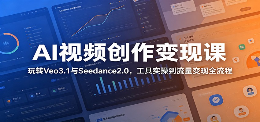 AI视频创作变现课：玩转Veo3.1与Seedance2.0，工具实操到流量变现全流程-轻资本网