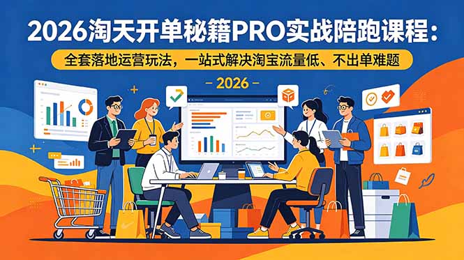2026淘天开单秘籍PRO实战陪跑课程：全套落地运营玩法，一站式解决淘宝流量低、不出单难题-轻资本网