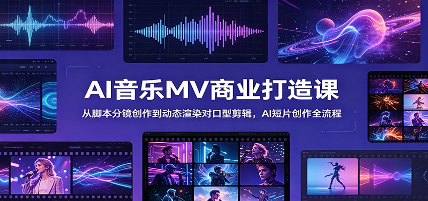 AI音乐MV商业打造课：从脚本分镜创作到动态渲染对口型剪辑，AI短片创作全流程-轻资本网