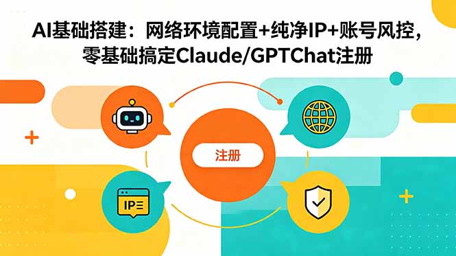 AI基础搭建：网络环境配置+纯净IP+账号风控，零基础搞定Claude/GPTChat注册-轻资本网