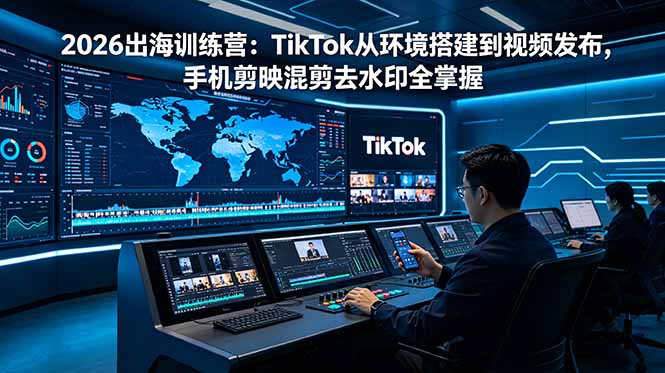 2026出海训练营：TikTok从环境搭建到视频发布，手机剪映混剪去水印全掌握-轻资本网