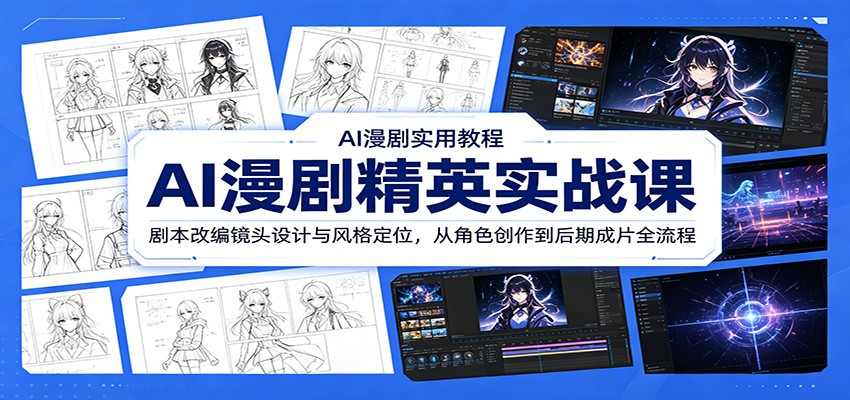 AI漫剧精英实战课：剧本改编镜头设计与风格定位，从角色创作到后期成片全流程-轻资本网