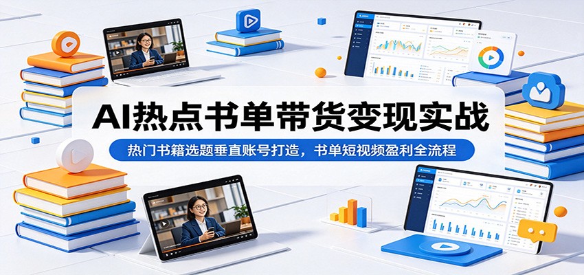 AI热点书单带货变现实战：热门书籍选题垂直账号打造，书单短视频盈利全流程-轻资本网