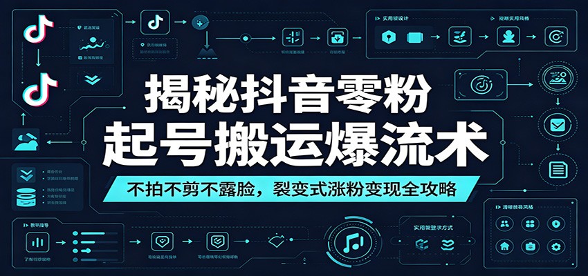 揭秘抖音零粉起号搬运爆流术：不拍不剪不露脸，裂变式涨粉变现全攻略-轻资本网
