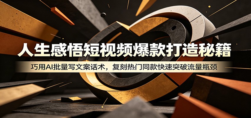 人生感悟短视频爆款打造秘籍：巧用A 批量写文案话术，复刻热门同款快速突破流量瓶颈-轻资本网