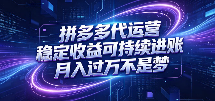 拼多多代运营，小白也能轻松月入过万，真实运营数据可查，全托管代运营-轻资本网