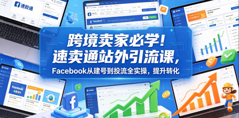 跨境卖家必学！速卖通站外引流课，Facebook从建号到投流全实操，提升转化-轻资本网