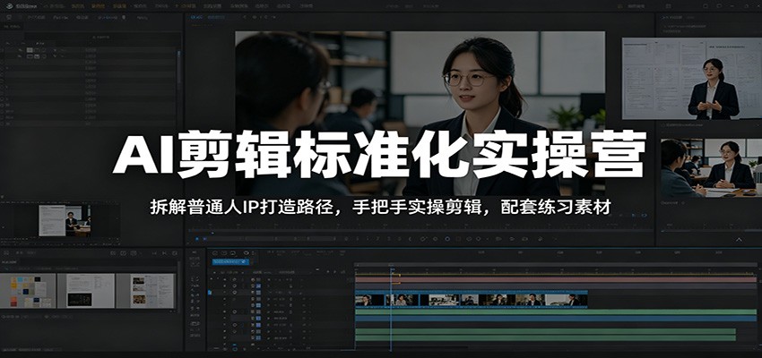 AI剪辑标准化实操营：拆解普通人IP打造路径，手把手实操剪辑，配套练习素材-轻资本网