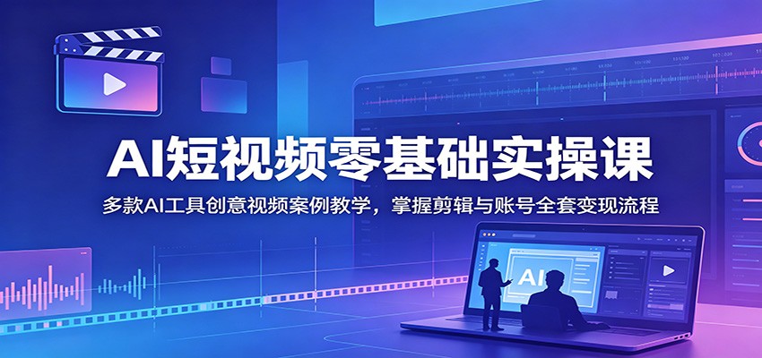 AI短视频零基础实操课：多款AI工具创意视频案例教学，掌握剪辑与账号全套变现流程-轻资本网