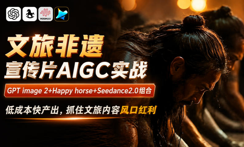 文旅非遗宣传片AIGC实战，GPT image 2+Happy horse+Seedance2.0组合，低成本快产出，抓住文旅内容风口红利-轻资本网