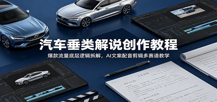 汽车垂类解说创作教程：爆款流量底层逻辑拆解，AI文案配音剪辑多赛道教学-轻资本网