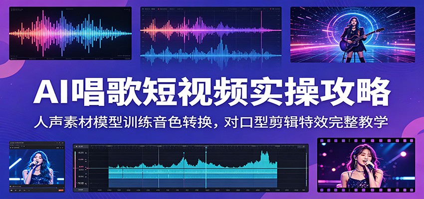 AI唱歌短视频实操攻略：人声素材模型训练音色转换，对口型剪辑特效完整教学-轻资本网