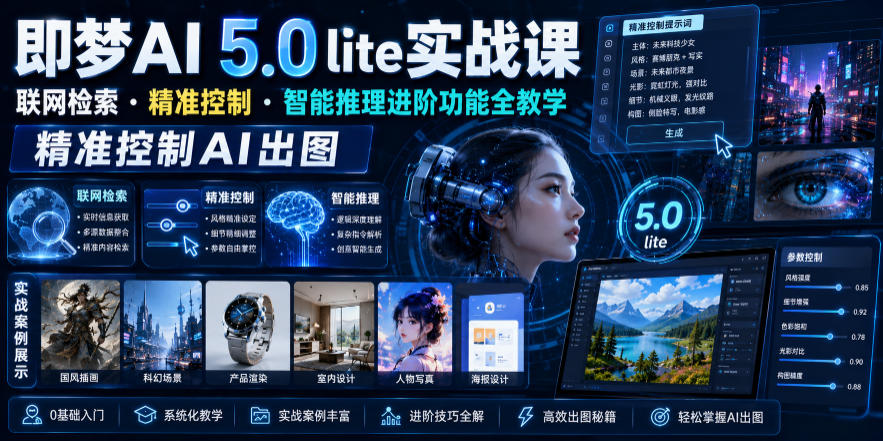 即梦AI 5.0 lite实战课,联网检索・精准控制・智能推理进阶功能全教学,精准控制AI出图