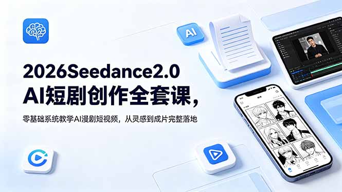 2026Seedance2.0AI短剧创作全套课，零基础系统教学AI漫剧短视频，从灵感到成片完整落地-轻资本网