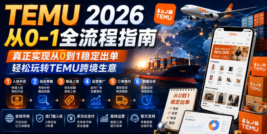 TEMU 2026从0-1全流程指南，真正实现从0到1稳定出单，轻松玩转TEMU跨境生意-轻资本网