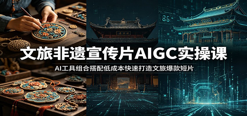 文旅非遗宣传片AIGC实操课：AI工具组合搭配低成本快速打造文旅爆款短片-轻资本网