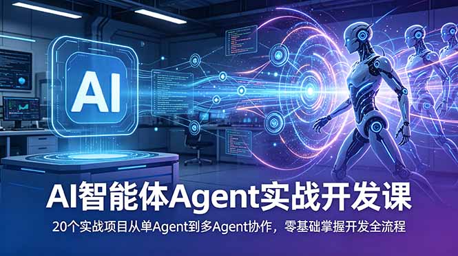 AI智能体Agent实战开发课：20个实战项目从单Agent到多Agent协作，零基础掌握开发全流程-轻资本网