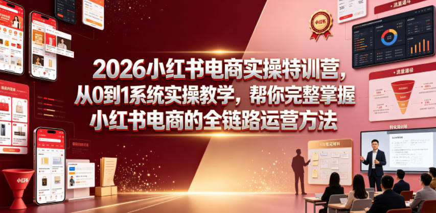 2026小红书电商实操特训营，从0到1系统实操教学，帮你完整掌握小红书电商的全链路运营方法-轻资本网
