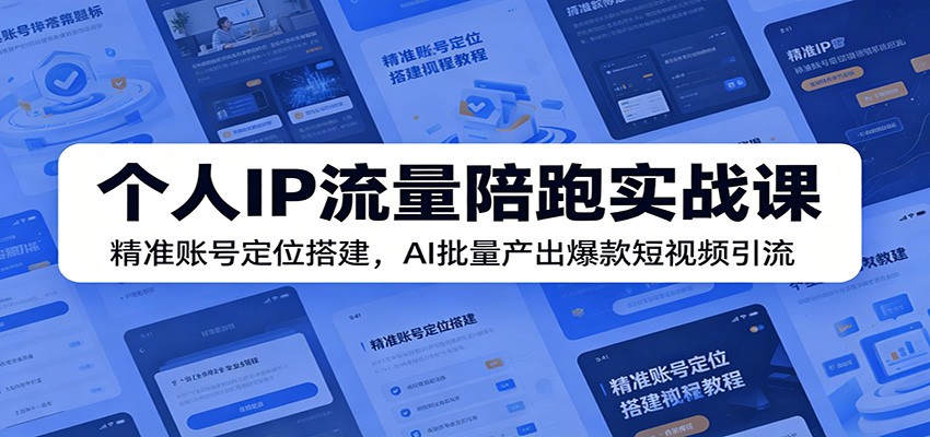 个人IP流量陪跑实战课：精准账号定位搭建，AI批量产出爆款短视频引流-轻资本网