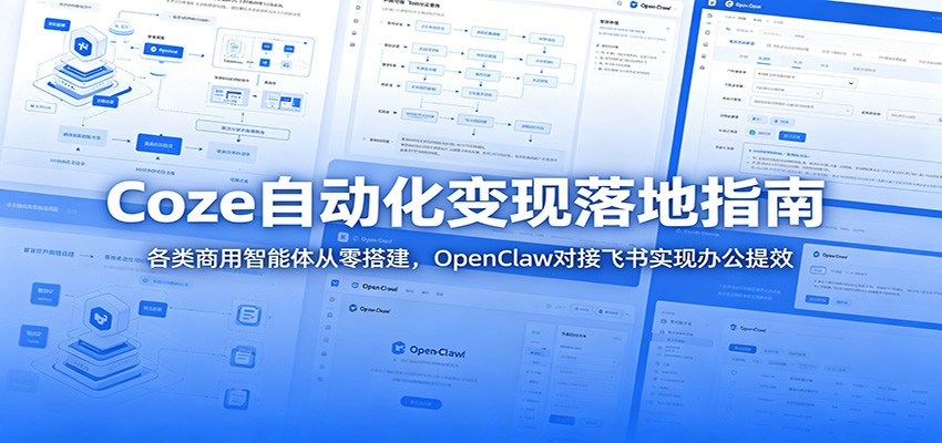 Coze自动化变现落地指南：各类商用智能体从零搭建，OpenClaw对接飞书实现办公提效-轻资本网