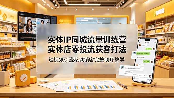 实体IP同城流量训练营：实体店零投流获客打法，短视频引流私域锁客完整闭环教学-轻资本网