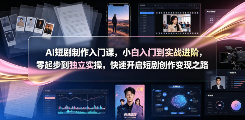 AI短剧制作入门课，小白入门到实战进阶，零起步到独立实操，快速开启短剧创作变现之路-轻资本网