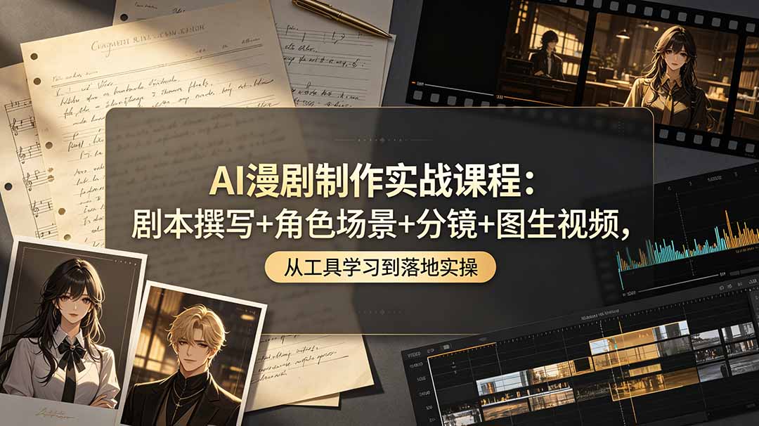 AI漫剧制作实战课程：剧本撰写+角色场景+分镜+图生视频，从工具学习到落地实操-轻资本网